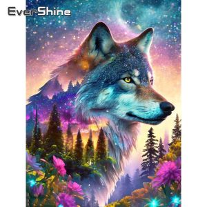 Evershine 2024 nouvelle s&eacute;rie diamant peinture loup ciel &eacute;toil&eacute; mosa&iuml;que arbre fleur diamant