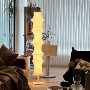 Moderne tissu grand lampadaire japonais soie lampadaire pour salon chambre chevet décor à la maison