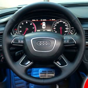 Housse de volant de voiture en cuir microfibre, personnalisée, pour Audi Q7 2012 – 2015 Q3 Q5
