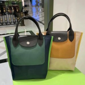 Sac à bandoulière en cuir patchwork de nylon, sac à main à une épaule, sac seau à blocage de