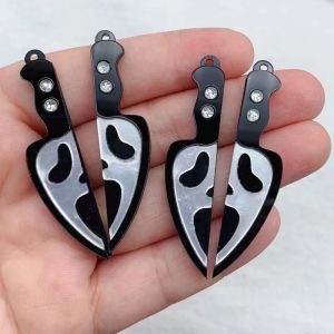 10 pièces/paquet Goth Halloween squelette couteau acrylique pendentif à breloques pour bricolage