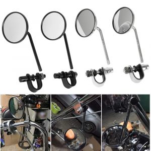 1 paire de rétroviseurs de guidon de moto 22-25mm, rétroviseur latéral rond pour Harley Honda
