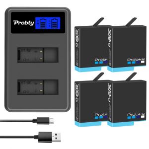 Paquet de 4 batteries pour GoPro Hero 8 noir 1680mAh 2 voies chargeur de batterie pour lumière LCD