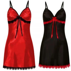 Femmes v&ecirc;tements de nuit sexy chemise de nuit dentelle soie Satin robe de nuit sans manches