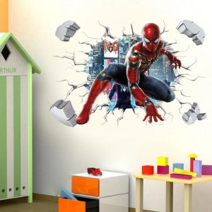 3DAvengers &ndash; autocollants muraux Marvel muraux cass&eacute;s, d&eacute;coration murale pour chambre d'enfants,
