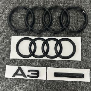 Audi 4 anneau logo ABS noir capot de voiture capot avant gril coffre arrière emblème Badge