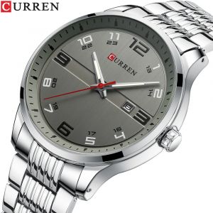 CURREN hommes d'affaires montres de luxe en acier inoxydable montres &agrave; Quartz m&acirc;le horloge de Date