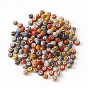 Perles rondes en c&eacute;ramique de 6mm, 50 pi&egrave;ces, perles &agrave; trous pour bracelets et colliers, perles en
