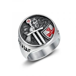 Hip Hop mode hommes soldat croix ronde anneau templier lettre sculpture anneau Punk sceau bijoux