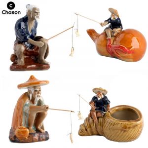 Figurines de bateau de p&ecirc;cheur en c&eacute;ramique, pour Aquarium, paysage, bonsa&iuml;, rocaille, d&eacute;coration de