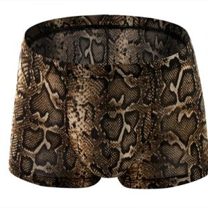 Sous-v&ecirc;tements pour hommes boxeurs Shorts Homme peau de serpent l&eacute;opard culotte Homme respirant U