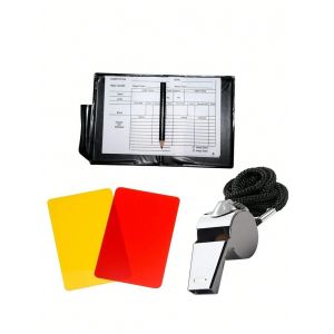 Kit de football &ndash; Sifflet en m&eacute;tal avec jeu de cartes d'arbitre, cartes d'arbitre pour football,