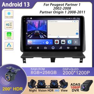 Autoradio Carplay pour Peugeot Partner 1 2002-2008 Partner origine 1 2008-2011 GPS Android Auto
