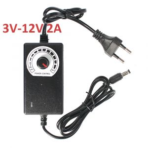 Convertisseur d'alimentation réglable DC 3V 5V 9V 12V 24V 2A 220V EU à 3 9 12 24 volts, adaptateur