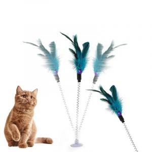 Jouet interactif pour chat avec ventouse, plume de printemps en peluche, chaton dr&ocirc;le, jouet pour
