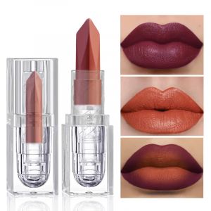 Rouge à lèvres nu en forme de diamant, mat, imperméable, velours, sexy, marron rougeâtre,