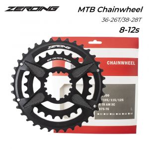ZEROING – roue à chaîne de vélo vtt, 2x10 / 11 / 12s, 36-26T 38-28T, Double disque CNC pour SRAM