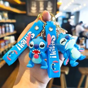 Porte-clés dessin animé Disney Mickey Mouse Minnie Lilo & Stitch, pendentif de voiture, jouets pour