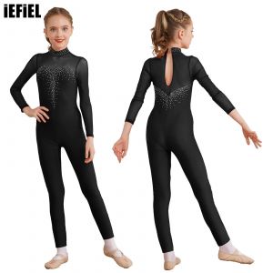 Justaucorps de danse artistique pour enfants filles, combinaison de patinage, gymnastique, strass