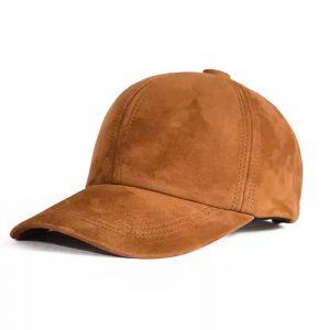 Casquettes de baseball en daim pour hommes et femmes, cuir v&eacute;ritable, peau de mouton, noir, marron,