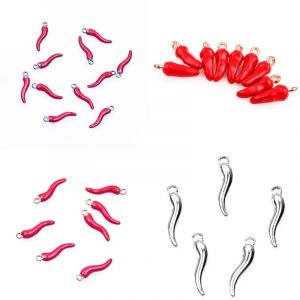 Charms de corne italienne de piment rouge porte-bonheur pour les femmes, piment rouge, pendentif