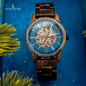 BOBO BIRD nouvelles montres m&eacute;caniques pour hommes en bois v&eacute;ritable luxe squelette montre