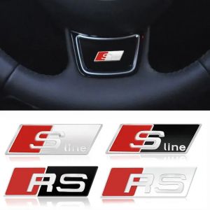 Autocollant de volant de voiture en alliage, embl&egrave;me pour Audi Sline RS A4 A3 A5 A6 A7 A8 Q3 Q5 Q7
