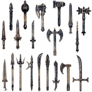 Accessoires de figurine d'arme MOC m&eacute;di&eacute;vale, arc, fl&egrave;che, &eacute;p&eacute;e, bouclier, hache, marteau, pistolet