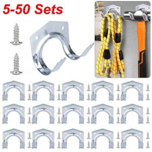 Crochet mural en m&eacute;tal multi-usages, support de cintre, double crochets, garage, hangar, outil de