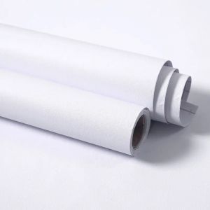Papier peint auto-adhésif décoratif en vinyle blanc mat, pour meubles de salon, décoration murale