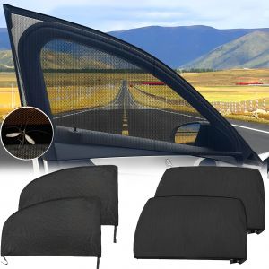 Pare-soleil en maille pour fen&ecirc;tre de voiture, 4 pi&egrave;ces, protection UV, rideau pare-soleil