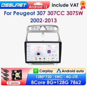 8G 128G Android12 autoradio stéréo lecteur multimédia GPS Navigation pour Peugeot 307 307CC 307SW