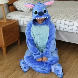 Disney-Combinaison de dessin animé à capuche Stitch pour hommes et femmes, ensemble de vêtements de