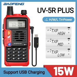 Baofeng UV-5R Plus 15W UHF/VHF Tri-Power talkie-walkie 50 KM chargeur type-c mise à niveau longue
