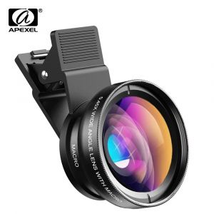 APEXEL Kit d'objectif de téléphone 0,45x Super grand Angle et 12,5x Macro Micro objectif HD caméra