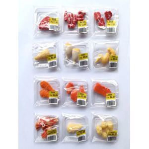 Nouveau supermarch&eacute; Miniature simulation alimentaire steak de b&oelig;uf saumon Bacon rouleau de boeuf