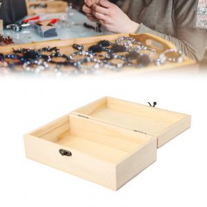 Boîte à bijoux en bois, boîte de rangement artisanale faite à la main, boîte rectangulaire en bois