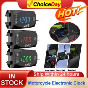 Horloge électronique étanche pour moto, horloge numérique moto, voltmètre LED universel, 12V, 3 en