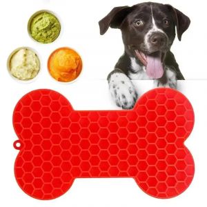 Coussin à lécher pour chien en silicone en forme d'os - Soulage l'ennui et l'anxiété avec des