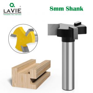 LAVIE 1PC 8mm tige 3 dents t-slot routeur peu fraisage bord droit rainurage fraise poign&eacute;e de coupe