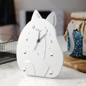 Moule en Silicone pour horloge à pendule en forme de chat, bricolage, horloge de bureau en cristal,