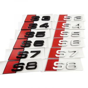3D ABS Chrome noir Logo S3 S4 S5 S6 S7 S8 embl&egrave;me coffre de voiture Badge autocollant pour Audi 8Y