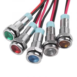 Voyant LED en métal à tête plate, lampe de signalisation étanche, 6mm, 6V, 12V, 24V, 220V avec fil,