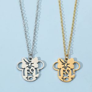 Collier pendentif en acier inoxydable, 1 pièce, Kawaii Disney Mickey Mouse, jolis accessoires de