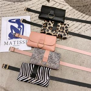 Mini sac banane en cuir à rayures léopard pour femme, porte-monnaie, sac de ceinture, sac de