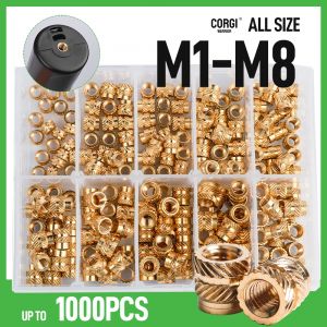 Kit d'écrous à inserts filetés en laiton M1 M1.2 M1.4 M2 M2.5 M3 M4 M5 M6 M8, filetage thermique