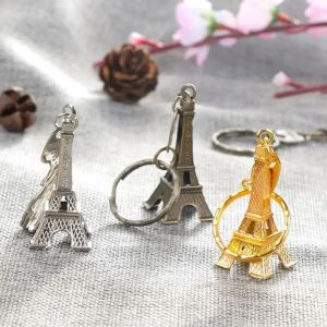 3 pièces Mini tour Eiffel porte-clés anneau voiture moto porte-clés en métal modèle créatif