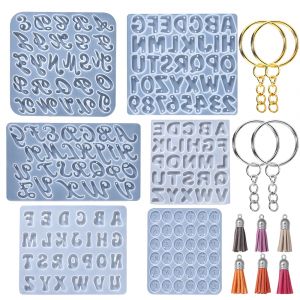 Alphabet résine époxy Silicone moule lettre numéro moule bricolage porte-clés boucle d'oreille