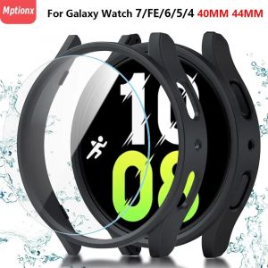 Verre et &eacute;tui &eacute;tanches pour Samsung Galaxy Watch 7, PC Galaxy Watch 6, 5, 4, 40mm, 44mm, FE Cover +