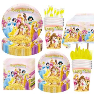 Disney fête d'anniversaire nouvelle nappe princesse Belle neige blanche vaisselle serviettes en